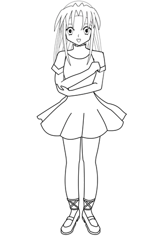 Anime Ballerina Coloring Page